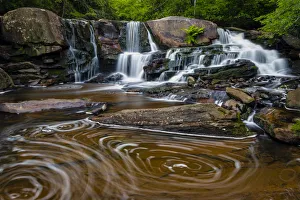 USA, West Virginia, Blackwater Falls State Park. Stream cascade and pool eddy. Credit as USA, West Virginia, Blackwater Falls State Park. Stream cascade and pool eddy. Credit as