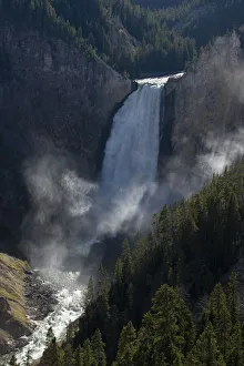 USA, Wyoming. Shadows and mist at Lower Yellowstone Falls, Yellowstone National Park USA, Wyoming. Shadows and mist at Lower Yellowstone Falls, Yellowstone National Park