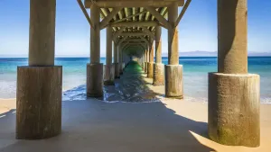 The Beechers Bay pier Print, Santa Rosa Island, California