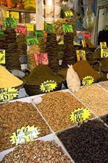 A variety of nuts and moles for sale at the Merced Market in Mexico City, Mexico A variety of nuts and moles for sale at the Merced Market in Mexico City, Mexico