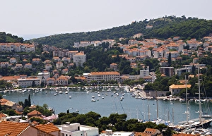 View over the harbour and the modern part of the city. Luka Gruz harbour. Dubrovnik, new city View over the harbour and the modern part of the city. Luka Gruz harbour. Dubrovnik, new city