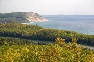 A view of Lake Michigan from within Sleeping Bear Dunes National Lakeshore located A view of Lake Michigan from within Sleeping Bear Dunes National Lakeshore located