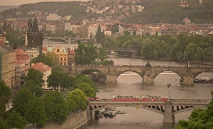 view of Prague and Vltava river, Czech Republic view of Prague and Vltava river, Czech Republic