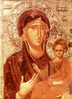 The Virgin Hodegetria. 13th cent. Byzantine Icon. Yugoslavia. NOTE: This image avail The Virgin Hodegetria. 13th cent. Byzantine Icon. Yugoslavia. NOTE: This image avail