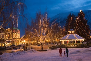 WA, Leavenworth, Leavenworth Ice Festival with gazebo and city park WA, Leavenworth, Leavenworth Ice Festival with gazebo and city park