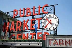Sell Gallery: WA, Seattle, Public Market Center sign, at the Pike Place Market