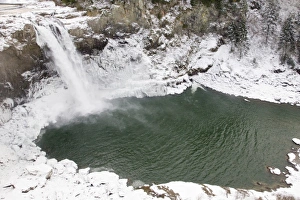 WA, Snoqualmie, Snoqualmie Falls, plunges 268 feet, winter WA, Snoqualmie, Snoqualmie Falls, plunges 268 feet, winter