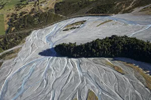 Braided River Gallery: Waiho River near Franz Josef Glacier, West Coast, South Island, New Zealand - aerial