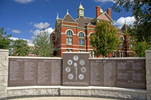 War memorial dedicated to fallen soldiers in front of the Franklin County Courthouse in War memorial dedicated to fallen soldiers in front of the Franklin County Courthouse in