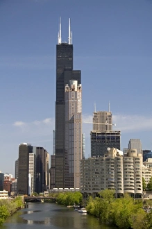 Willis Tower formerly known as the Sears Tower located along the Chicago River in Chicago Willis Tower formerly known as the Sears Tower located along the Chicago River in Chicago