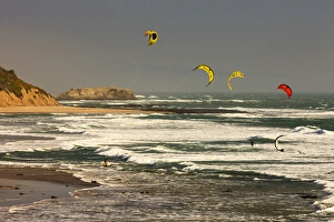 Wind surfing. Santa Cruz coast, California, US Wind surfing. Santa Cruz coast, California, US
