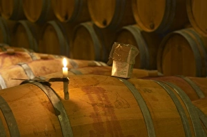 The winery, barrel aging cellar: a burning candle, a box of sulphur pellets - Chateau The winery, barrel aging cellar: a burning candle, a box of sulphur pellets - Chateau