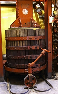 In the winery and old red wine press, Domaine la Tourade, Andre Andre Richard, Gigondas In the winery and old red wine press, Domaine la Tourade, Andre Andre Richard, Gigondas