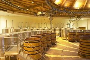 The winery with wooden and stainless steel fermentation vats The winery with wooden and stainless steel fermentation vats