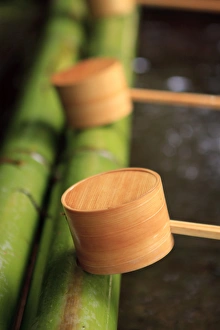 Wooden ladles are placed at the entrance to Kasuga-Taisha Shrine in Nara, Japan for Wooden ladles are placed at the entrance to Kasuga-Taisha Shrine in Nara, Japan for