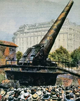 WORLD WAR (1914-1918). BIG BERTHA M42. German gun used to bombard Paris from over 100 km
