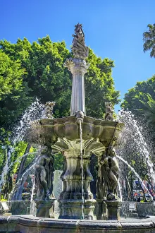 Zocalo Park Plaza San Miguel Archangel Fountain Puebla, Mexico. Fountain built in 1777 Zocalo Park Plaza San Miguel Archangel Fountain Puebla, Mexico. Fountain built in 1777
