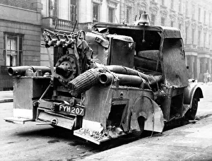 Blitz in London -- damaged fire vehicle, WW2 Blitz in London -- damaged fire vehicle, WW2