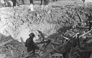 New LFB pix Gallery: Bomb crater in Minington Road, Leyton, WW2
