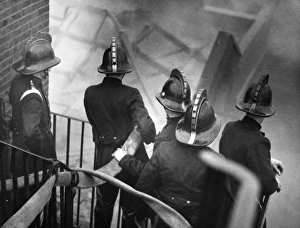 London firefighters at work on staircase, Carron Wharf London firefighters at work on staircase, Carron Wharf