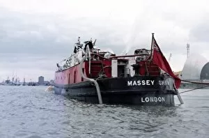 Images Dated 26th July 2013: Massey Shaw fireboat in action, River Thames, London
