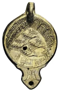 Muridae Prints: Ancient Roman Oil Lamp Print with Circus Maximus Scene