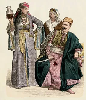 Mideast history Collection: Armenian girl and Syrian men