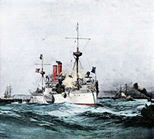 Battleship Maine entering Havana harbor, 1898 Battleship Maine entering Havana harbor, 1898