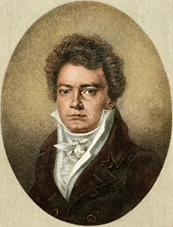<b class=qtipBold><figcaption>Beethoven</figcaption></b><br>Ludwig van Beethoven in 1812. Digitally colored engraving of a drawing by Louis Latronne<br><em>© Maryann Groves/North Wind Picture Archives</em> Beethoven