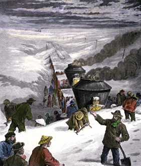 Blizzard halts a transcontinental train in Utah, 1870s Blizzard halts a transcontinental train in Utah, 1870s