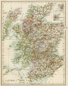 1870s Print of Scotland Map