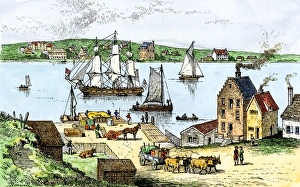 Brooklyn Ferry on the Manhattan shore, 1700s Brooklyn Ferry on the Manhattan shore, 1700s