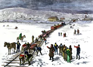 Building the railroad to Bismarck, North Dakota, 1870s Building the railroad to Bismarck, North Dakota, 1870s