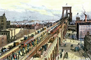 Trolley Collection: Busy Brooklyn Bridge the year it opened, 1883