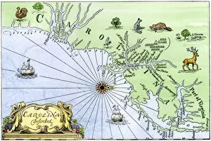 Silkworm Gallery: Carolina coast map, 1600s