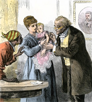 Child inoculated with smallpox vaccine, 1870 Child inoculated with smallpox vaccine, 1870
