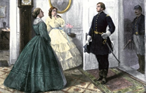 Civilian ladies questioned by Union officer, Civil War Civilian ladies questioned by Union officer, Civil War