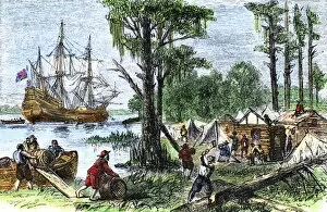 Colonist Collection: Colonists arrival at Jamestown, Virginia, 1607