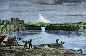 Columbia River camps ite of Native American fis hermen