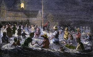 Coney Island beach lit by electric light, 1880s Coney Island beach lit by electric light, 1880s