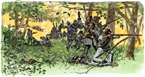 Confederate soldiers in action, Battle of Chickamauga Confederate soldiers in action, Battle of Chickamauga