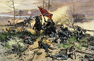 Confederates holding ground in a Civil War battle Confederates holding ground in a Civil War battle