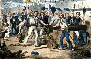 Frigate Gallery: Crew of the USS Constitution in battle, War of 1812