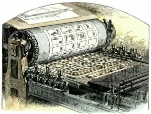 Printing Gallery: Cylinder printing press, 1800s