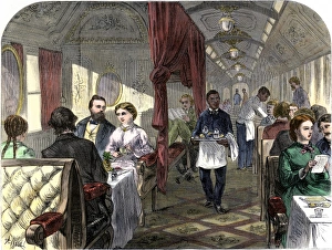 Dining car on the transcontinental railroad Dining car on the transcontinental railroad