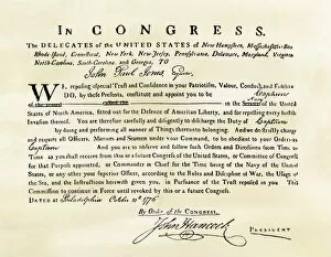 1776 Collection: Document commissioning John Paul Jones as a US Navy captain
