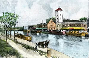 Images Dated 8th December 2011: Erie Canal barge at Troy, New York