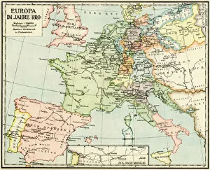 <b class=qtipBold><figcaption>Europe in 1810</figcaption></b><br>Map of Europe in 1810, during the Napoleonic Wars (in German). Printed color lithograph reproduction of a 19th-century illustration<br><em>© North Wind Picture Archives</em> Europe in 1810