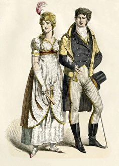 European couple dressed in the Empire style European couple dressed in the Empire style