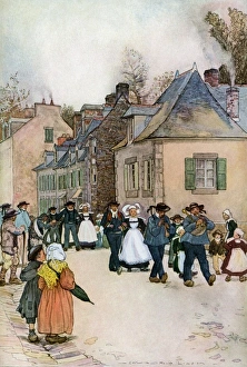 French village wedding procession, 1800s French village wedding procession, 1800s